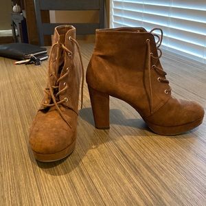Brown heeled booties